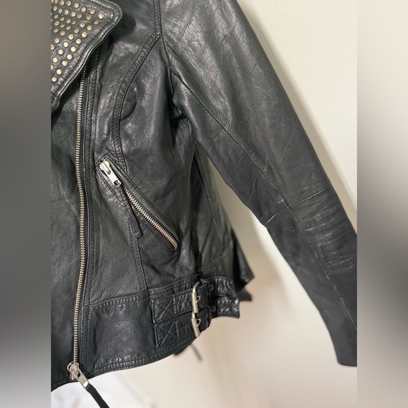 Allsaints - Leather Studded Moto Jacket - Picture 13 of 16